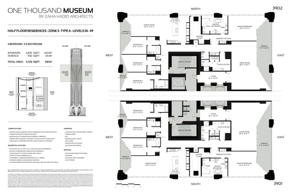 One Thousand Museum — Half Floor Residence Zone 3 Type A Levels 34-49