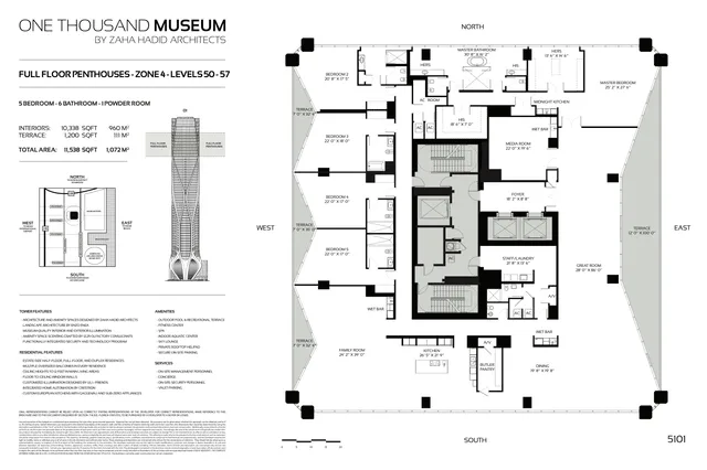 One Thousand Museum — Full Floor Penthouse Zone 4