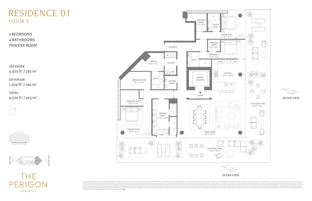 The Perigon Miami Beach — Residence 01 Floor 3