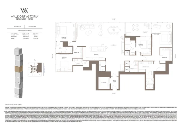 Waldorf Astoria Residences Miami — Residence 01 Levels 60-68