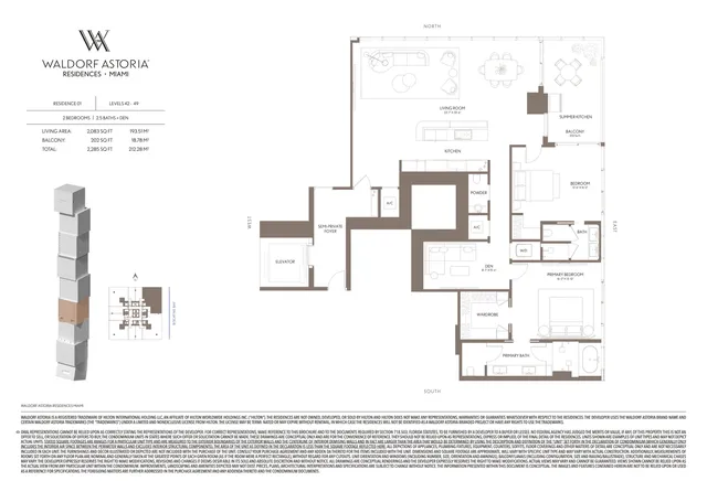 Waldorf Astoria Residences Miami — Residence Levels 42-49